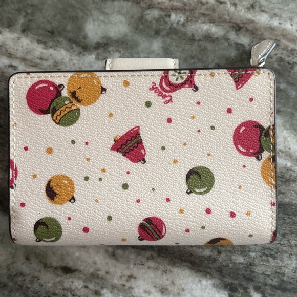 Coach Christmas Holiday Ornament Corner Zip Wallet in Chalk - Picture 7 of 10